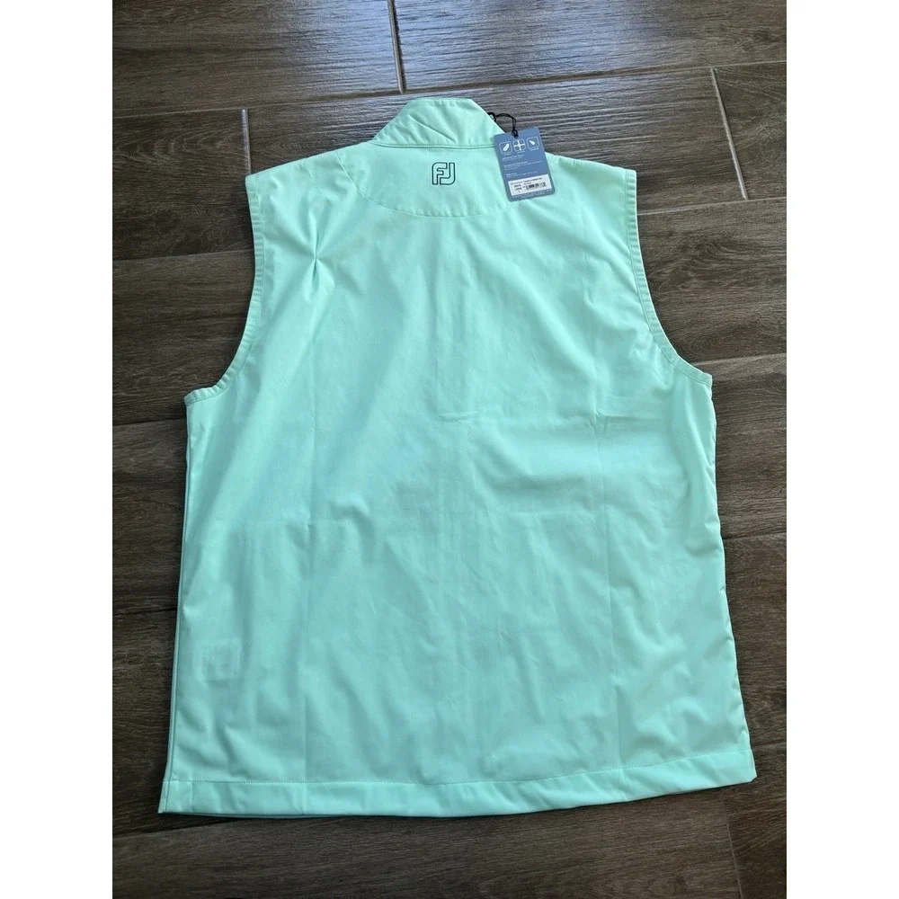 Foot Joy Men's Mint Green Lightweight Vest Full Zip Repaired Flaw Water Resist